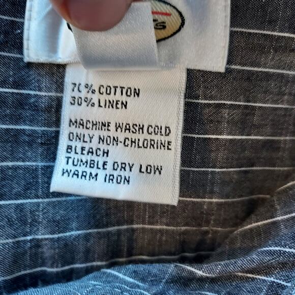 Talbots Gray Pin Stripe Linen Blend Button Down Size M - Picture 11 of 11